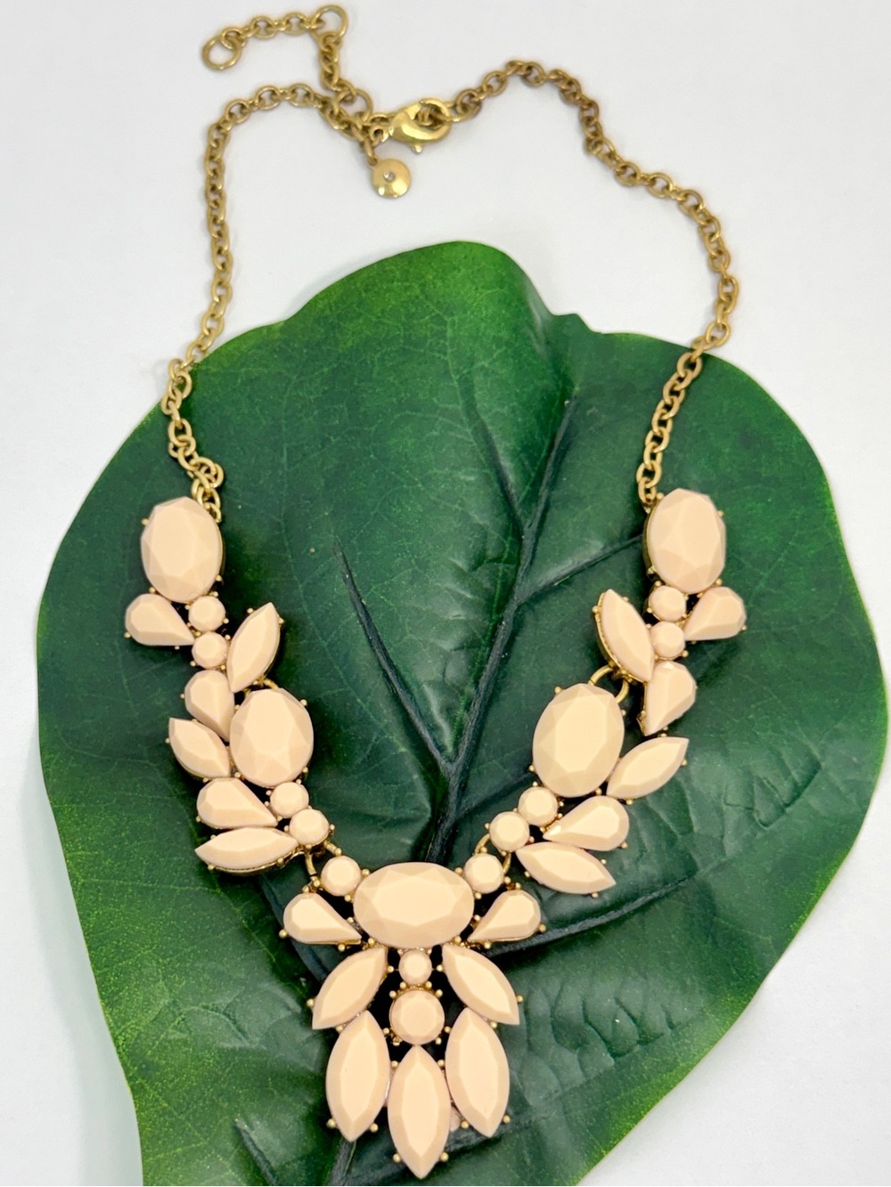J.CREW Blush Pink Floral Crystal Statement Necklace EUC